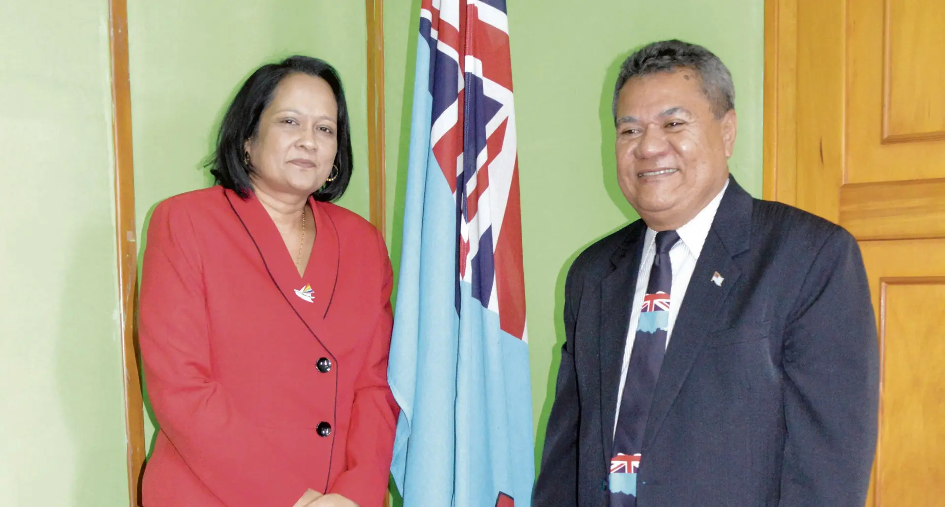 Minister for Health and Medical Services, Rosy Akbar while meeting with the Tuvaluan Health Minister Satini Manuella during his official visit to Fiji last week.  Photo: Ministry of Health and Medical Services