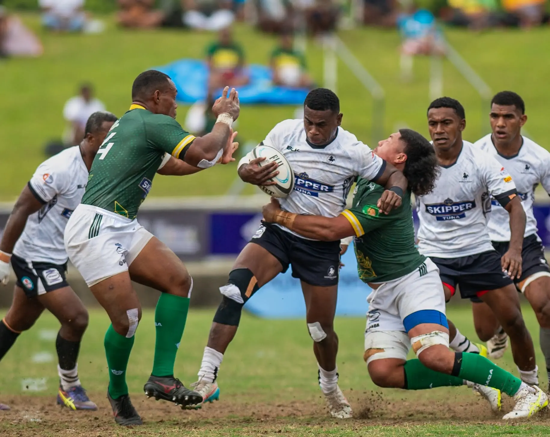 Action between Nadroga vs Tailevu during the Skipper Cup semi-final at HFC Stadium on October 24, 2026.