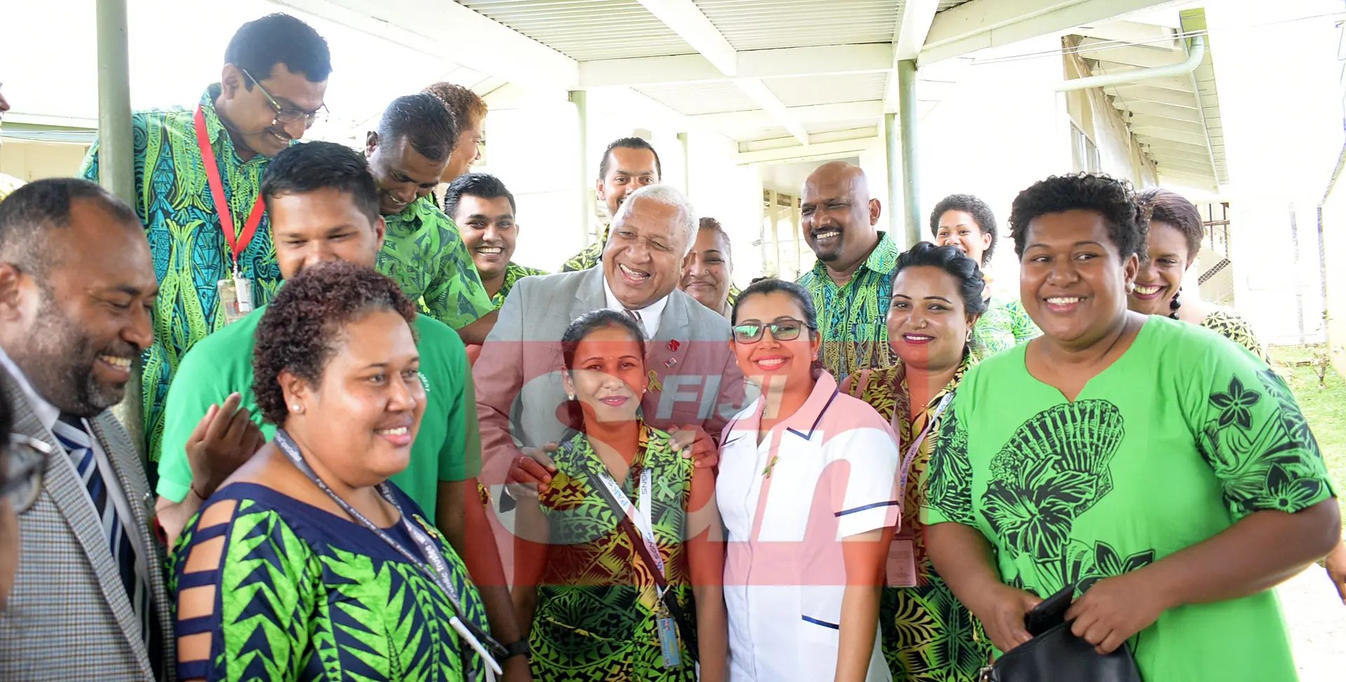 Prime Minister Voreqe Bainimarama and Minister for Health and Medical Servicers Dr. Iferemi Waqainabete with St. Giles Hospital staff after opening the Alcohol and Drug unit (AOD Unit) on November 6, 2019. Photo: Ronald Kumar.