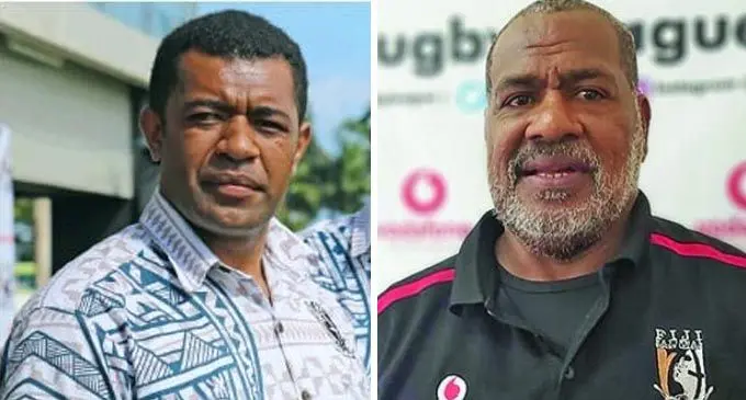Fijian National Rugby League acting CEO, Don Natabe and Fijian Bati coach, Josaia Rabele.
