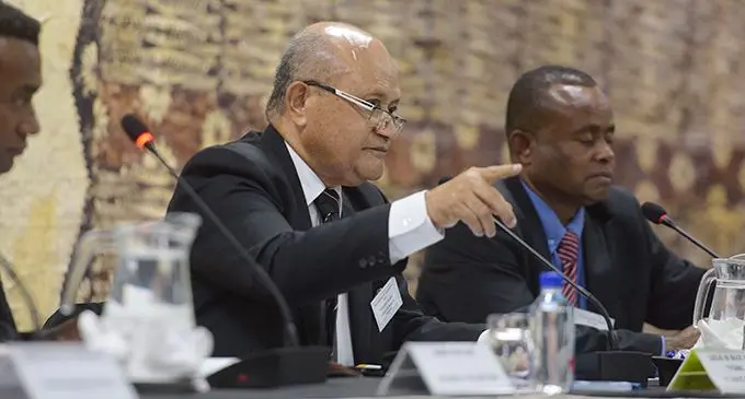 Lau Provincial Council Chairman Viliame Gucake during Council meeting at Studio 6 in Suva on November 25, 2020. Photo: Ronald Kumar.