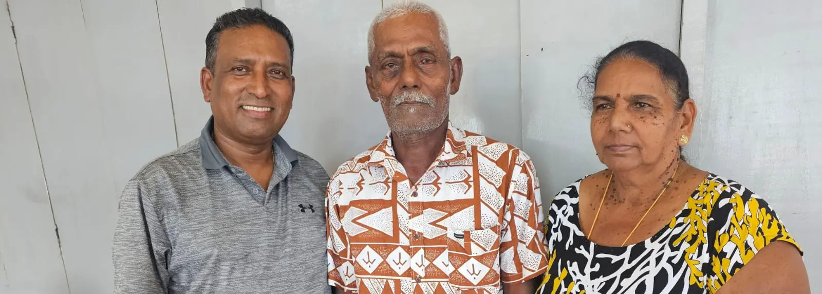 The Fiji Eye Project Incorporation executive director Mike Kumar, Narayan Mudaliar with his wife Lakshmi Mudaliar in Labasa Hospital on May 29, 2026. 