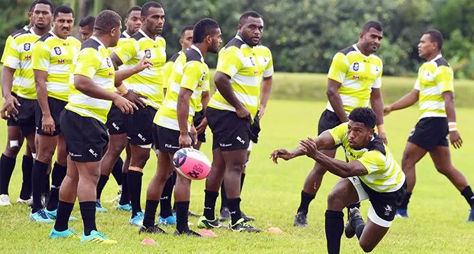 Halfback Frank Lomani delivers a pass during training at Bidesi Park, Suva on May 21,2019. Photo: Ronald Kumar