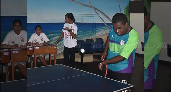 Curtis Funubana of Lautoka plays table tennis during the National Special Olympics Games 2022 at Natabua High School ground in Lautoka, today.  Photo: WAISEA NASOKIA 