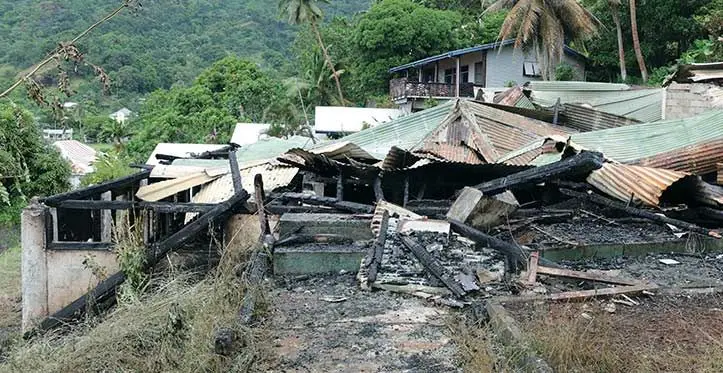 The remains of the abandoned home that caught fire at Mission Hill, Levuka on May 15, 2023. Photo: Manhar Vithal