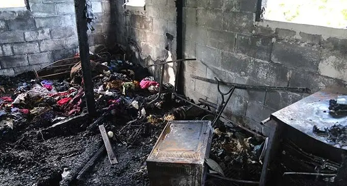 Inside the flat at the Housing Assistance and Relief Trust in Nadera after the fire which destroyed it on June 15, 2019.  Photo: Ilaijia Ravuwai