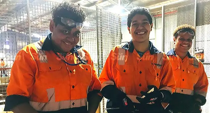 Aquaheat South Pacific Stock Manager, Susana Lewe (left) with Lusiana Malani and Selina Grace at their work station on May 5,2022. Photo: Laisa Lui.