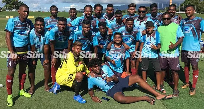 PHOTO: Nasinu football team at the TIV Sangam Interdistrict Championship at Churchill Park, Lautoka, on April 16, 2022. Photo: Waisea Nasokia.