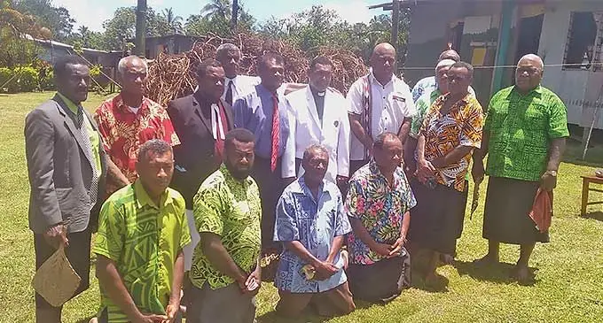 Naivucini villagers with their first harvest of kava in their village.
