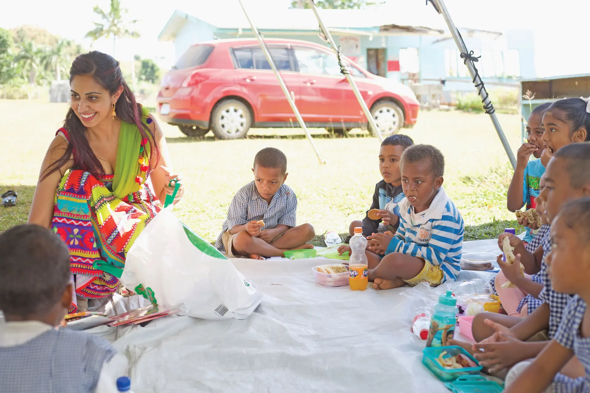 Francesca McMillan with children