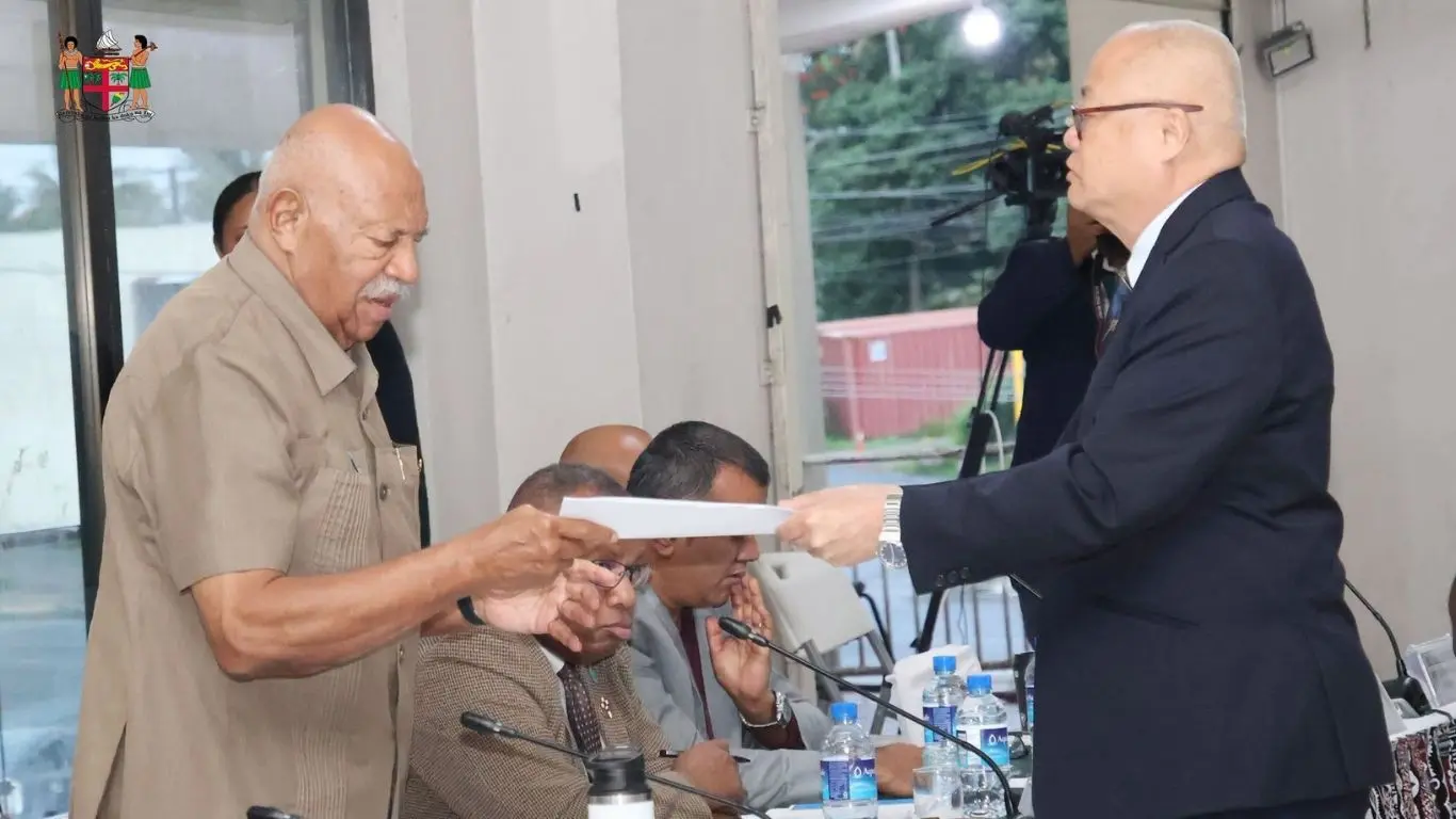 Former Attorney-General and Fiji Law Society president Graham Leung giving his submission to Parliament’s special committee examining the proposed Constitution amendment Bill 32 of 2026.