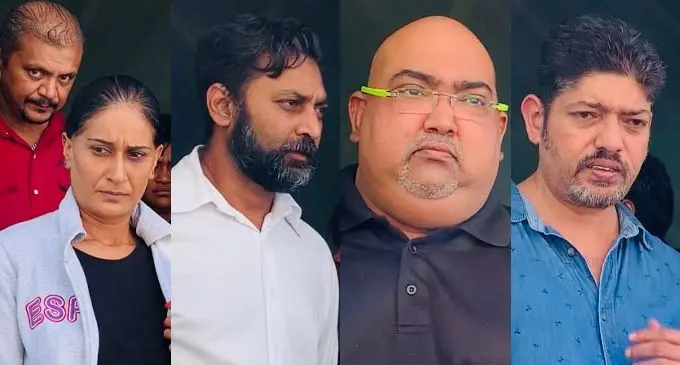 L-R: Ranjeeta Singh and Roshan Ali, Mohammed Khan, Raghwan Construction Ltd director Rodney Raghwan and Rajesh Kumar