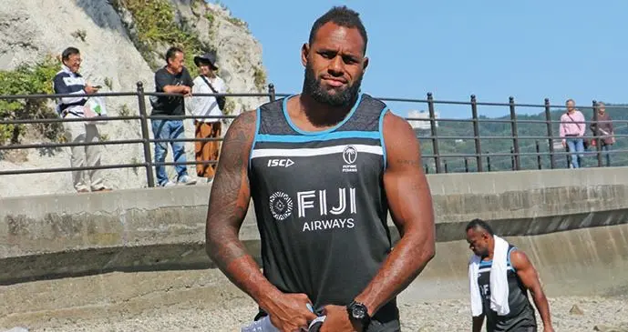 Fiji Airways Flying Fijians loose forward Semi Kunatani at Jodogahama Beach in Miyako City on September 26, 2019. Kunatani has recovered from his injury and is likely to play against Georgia on October 9.  Photo: FRU Media