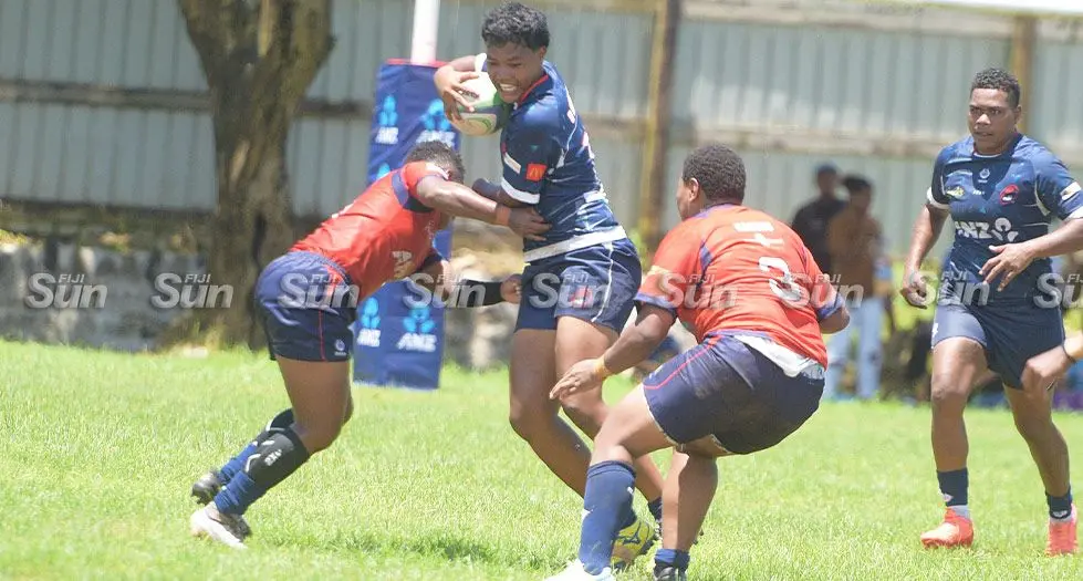 Nadi outside centre Lusi Sotia on attack against Nasinu during the ANZ Marama Championship at Buckhurst Park, Suva, on March 2, 2024. Photo: Ronald Kumar.