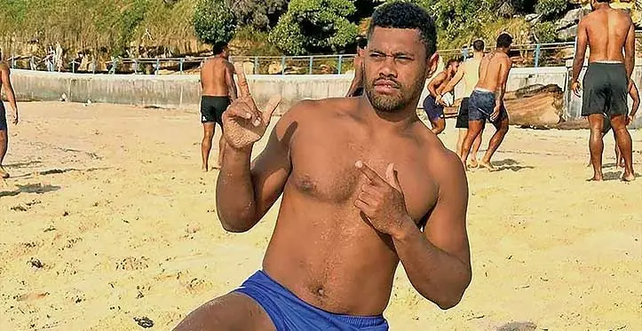 Swire Shipping Fijian Drua utility back Ilaisa Droasese during the team's recuperation session at Coogee Beach in Sydney, Australia, on May 14, 2023. Photo: Fijian Drua Media