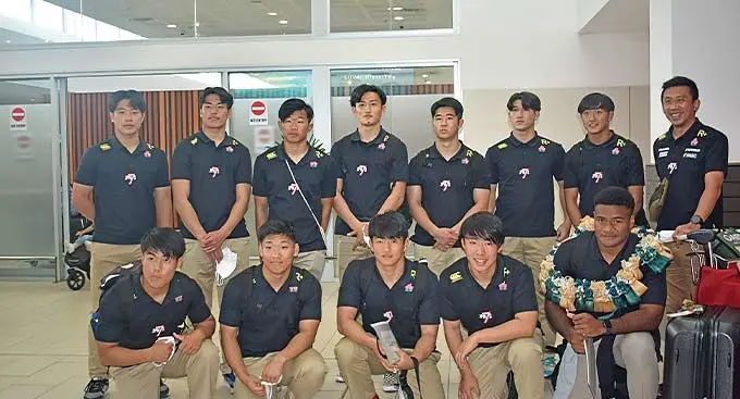 The Japan Under-18 rugby sevens team after arriving at the Nadi International Airport on January 10, 2023. Photo: Mereleki Na