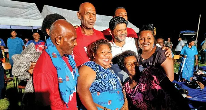 FijiFirst General Secretary, Aiyaz Sayed-Khaiyum, with supporters during their 2022 General Election rally at Seaqaqa Primary School, Macuata, on November 30, 2022. Photo: Sampras Anand