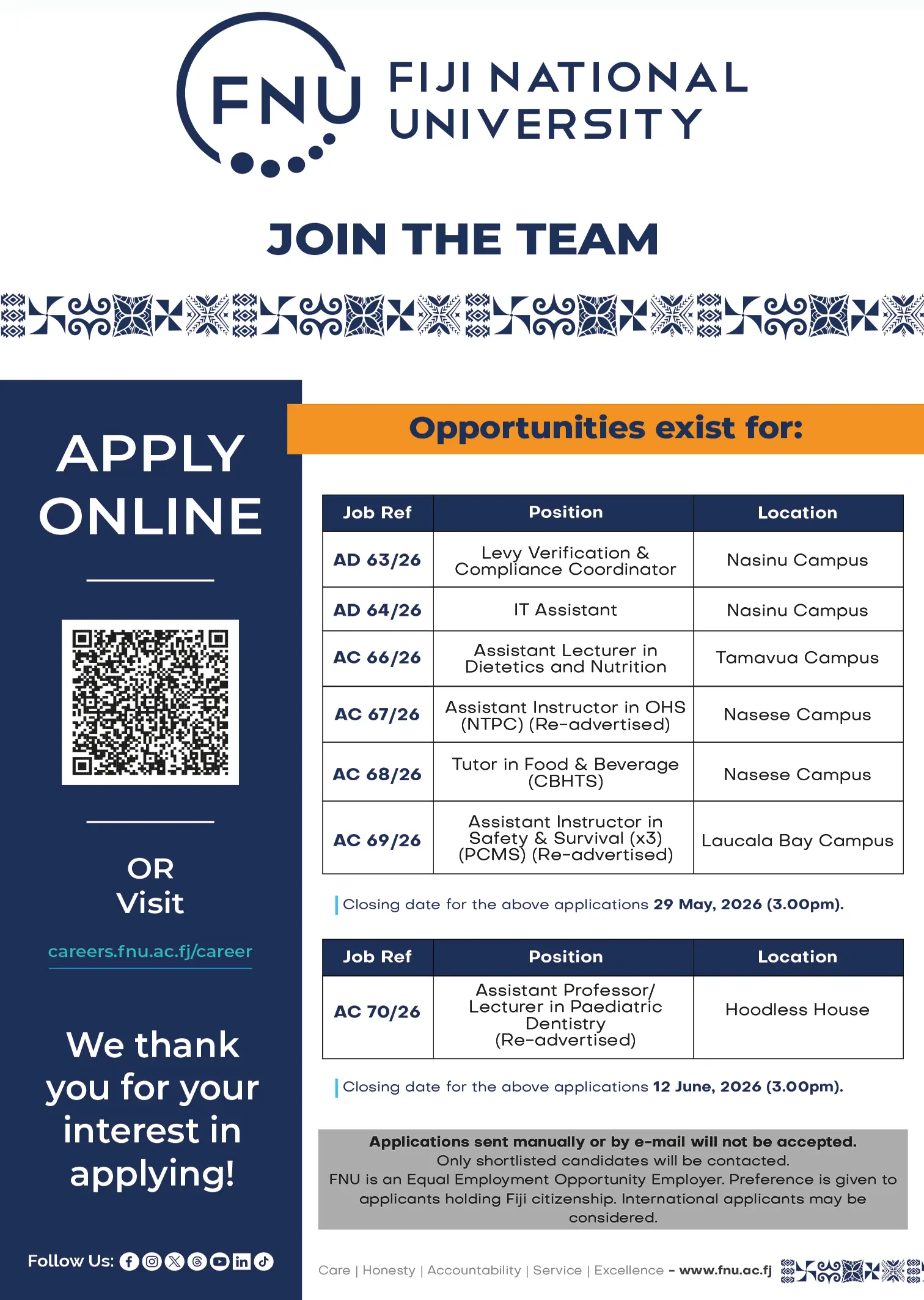 FNU Vacancies