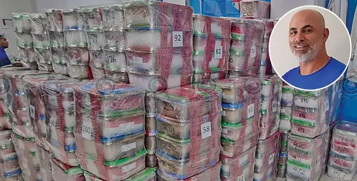 The containers of methamphetamine that were seized in Nadi in January last year. Inset: Sam Amine.