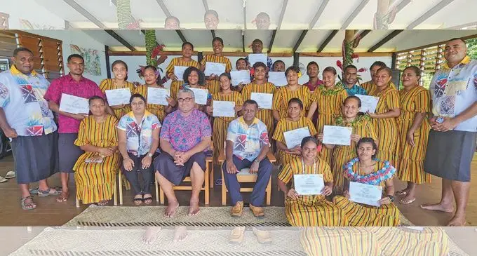 Ministry of Youth graduates with guests and officials at Daku Resort in Savusavu. 