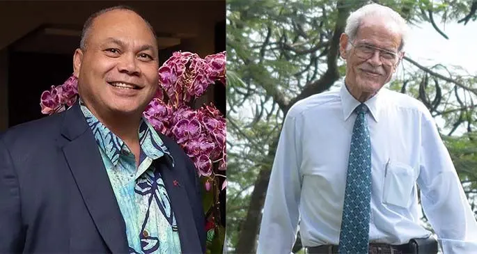 President of Nauru, Lionel Rouwen Aingimea and USP Pro-Chancellor and Chairman of the USP Council Winston Thompson.