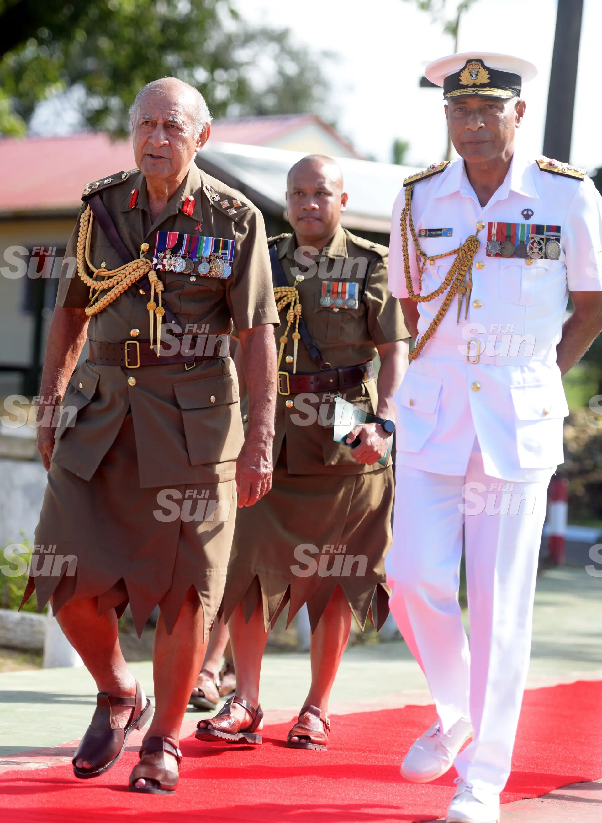 Brigadier General (Retired) Ratu Epeli Nailatikau and RFMF Commander Rear Admiral Viliame Naupoto following the inauguration of the Colonel of the Regiment parade on July 21, 2020. Photo: Ronald Kumar.