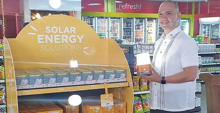 TotalEnergies Marketing (Fiji) Pte Limited managing director Dennis Cuaycong unveiling the solar lamp product at TotalEnergies Laucala Beach, Suva on May 24, 2023. Photo: Shreeya Verma