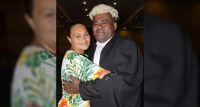 Maria with her husband, Dominiko Baikau following his admission to the Bar on May 4, 2023. Photo: Ronald Kumar