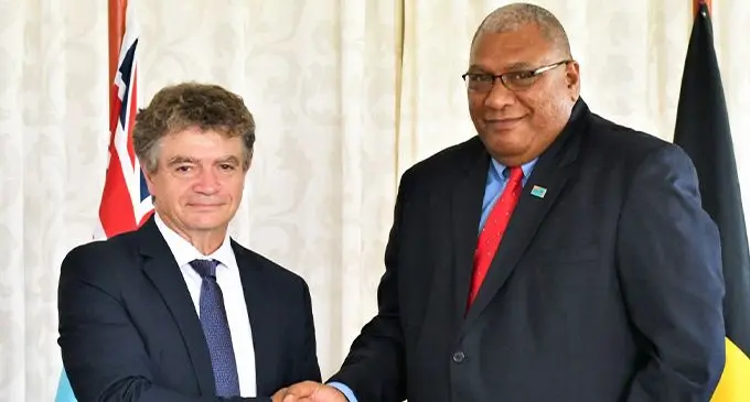 Belgium’s Non-Resident Ambassador to Fiji, Michel Goffin with President Ratu Wiliame Maivalili Katonivere on Tuesday, March 15, 2022. Photo: DEPTFO News
