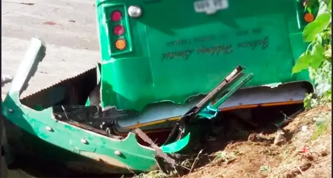 Scene of the bus accident at Lakena, Nausori