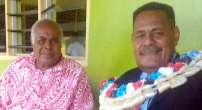 Ultimate Party For Fijians Founder/President Mr Seremaia Tuiteci seen here with party supporter and former Civil Service  colleague at the Prime Minister's Office Mr Saimoni Tuitokova of Suvalailai village Rewa recently.