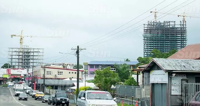 A stop work order has been issued by the Suva City Council for the two high-rise buildings – Yue Lai Hotel (left) and WG Friendly Plaza (right) – in Flagstaff, Suva. Photo: Ronald Kumar