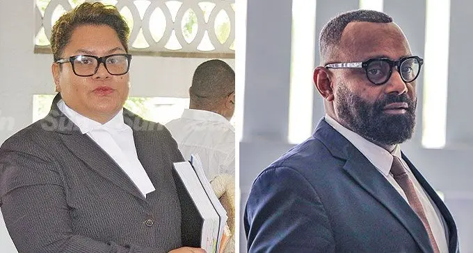 Newly-appointed Acting DPP, Nancy Tikoisuva. (Photo: Ronald Kumar) and former Acting DPP, John Rabuku.