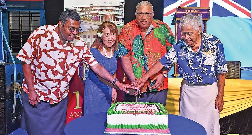 From left; Ministry of Health and Medical Services acting permanent secretary, Dr Jemesa Tudravu, CWM board chair Dr Esther Williams,  President Ratu Wiliame Katonivere and retired anaesthetist, Dr Tukaha Mua.
