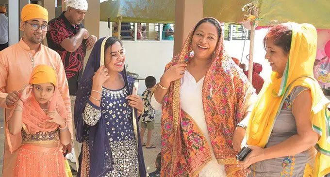 Minister of Education Premila Kumar (second from right) during Baisakhi festival at Samabula Sikh temple on April 14, 2022.  Photo: Ronald Kumar