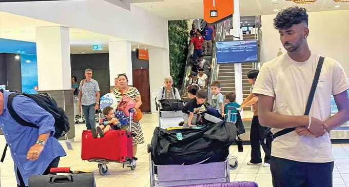 Passengers at Nadi International Airport after disembarking from a Fiji Airways flight from Auckland on January 23, 2025.